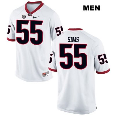 Men's Georgia Bulldogs NCAA #55 Dyshon Sims Nike Stitched White Authentic College Football Jersey JZY3154LC